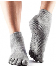 Calcetines yoga con dedos teosox ankle gris con rombos